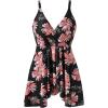imageMOOSLOVER Women One Piece Swim Dress Swimsuit Tummy Control Ruched Skirted Bathing SuitBlack Red Floral
