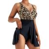 imageMOOSLOVER Women One Piece Swim Dress Swimsuit Tummy Control Ruched Skirted Bathing SuitLeopard