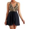 imageMOOSLOVER Women One Piece Swim Dress Swimsuit Tummy Control Ruched Skirted Bathing SuitLeopard