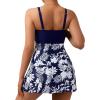imageMOOSLOVER Women One Piece Swim Dress Swimsuit Tummy Control Ruched Skirted Bathing SuitNavy Blue Floral
