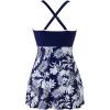 imageMOOSLOVER Women One Piece Swim Dress Swimsuit Tummy Control Ruched Skirted Bathing SuitNavy Blue Floral