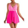 imageMOOSLOVER Women One Piece Swim Dress Swimsuit Tummy Control Ruched Skirted Bathing SuitPink
