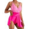 imageMOOSLOVER Women One Piece Swim Dress Swimsuit Tummy Control Ruched Skirted Bathing SuitPink