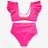 imageMOOSLOVER Women Ruffle High Waisted Bikini Sets Sexy Twist Push Up Two Piece SwimsuitPink