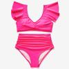 imageMOOSLOVER Women Ruffle High Waisted Bikini Sets Sexy Twist Push Up Two Piece SwimsuitPink