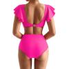 imageMOOSLOVER Women Ruffle High Waisted Bikini Sets Sexy Twist Push Up Two Piece SwimsuitPink