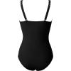 imageMOOSLOVER Women Twist Push Up One Piece Swimsuit Warp Tummy Control Bathing Suit SwimwearBlack