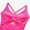 imageMOOSLOVER Women Twist Push Up One Piece Swimsuit Warp Tummy Control Bathing Suit SwimwearPink