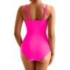 imageMOOSLOVER Women Twist Push Up One Piece Swimsuit Warp Tummy Control Bathing Suit SwimwearPink