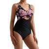 imageMOOSLOVER Women Twist Push Up One Piece Swimsuit Warp Tummy Control Bathing Suit SwimwearRed Floral