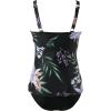 imageMOOSLOVER Women Twist V Neck Tankini Swimsuits High Wasited Two Piece Bathing Suits SwimwearBlack Floral10
