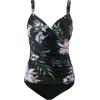 imageMOOSLOVER Women Twist V Neck Tankini Swimsuits High Wasited Two Piece Bathing Suits SwimwearBlack Floral10