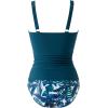 imageMOOSLOVER Women Twist V Neck Tankini Swimsuits High Wasited Two Piece Bathing Suits SwimwearBlue Floral