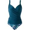 imageMOOSLOVER Women Twist V Neck Tankini Swimsuits High Wasited Two Piece Bathing Suits SwimwearBlue Floral