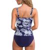 imageMOOSLOVER Women Twist V Neck Tankini Swimsuits High Wasited Two Piece Bathing Suits SwimwearNavy Blue Floral