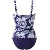 imageMOOSLOVER Women Twist V Neck Tankini Swimsuits High Wasited Two Piece Bathing Suits SwimwearNavy Blue Floral