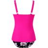 imageMOOSLOVER Women Twist V Neck Tankini Swimsuits High Wasited Two Piece Bathing Suits SwimwearPink Black Floral