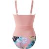 imageMOOSLOVER Women Twist V Neck Tankini Swimsuits High Wasited Two Piece Bathing Suits SwimwearPink Floral