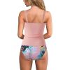 imageMOOSLOVER Women Twist V Neck Tankini Swimsuits High Wasited Two Piece Bathing Suits SwimwearPink Floral