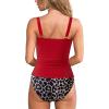 imageMOOSLOVER Women Twist V Neck Tankini Swimsuits High Wasited Two Piece Bathing Suits SwimwearRed Leopard