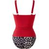 imageMOOSLOVER Women Twist V Neck Tankini Swimsuits High Wasited Two Piece Bathing Suits SwimwearRed Leopard