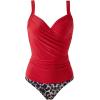 imageMOOSLOVER Women Twist V Neck Tankini Swimsuits High Wasited Two Piece Bathing Suits SwimwearRed Leopard