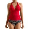 imageMOOSLOVER Women Halter Plunging Tankini Swimsuits High Waisted Two Piece Bathing Suits SwimwearRed Leopard