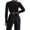 imageMOOSLOVER Women Long Sleeve Crop Tops Seamless Ribbed Shirts Fitted Going Out ShirtBlackscoop Neck