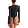 imageMOOSLOVER Women Shapewear Bodysuits Long Sleeve V Neck Tummy Control Body Suits Night Out Club Party TopsBlack