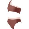 imageMOOSLOVER Women Cutout One Shoulder High Waisted Bikini High Cut Two Piece SwimsuitsMocha Pink