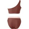 imageMOOSLOVER Women Cutout One Shoulder High Waisted Bikini High Cut Two Piece SwimsuitsMocha Pink