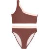 imageMOOSLOVER Women Cutout One Shoulder High Waisted Bikini High Cut Two Piece SwimsuitsMocha Pink