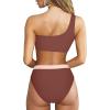 imageMOOSLOVER Women Cutout One Shoulder High Waisted Bikini High Cut Two Piece SwimsuitsMocha Pink