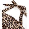imageMOOSLOVER Women Halter One Piece Swimsuit Slimming Tummy Control Summer Beach Bathing Suits SwimwearLeopard