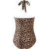 imageMOOSLOVER Women Halter One Piece Swimsuit Slimming Tummy Control Summer Beach Bathing Suits SwimwearLeopard
