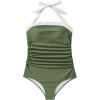 imageMOOSLOVER Women Halter One Piece Swimsuit Slimming Tummy Control Summer Beach Bathing Suits SwimwearOlive Green