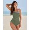 imageMOOSLOVER Women Halter One Piece Swimsuit Slimming Tummy Control Summer Beach Bathing Suits SwimwearOlive Green