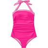 imageMOOSLOVER Women Halter One Piece Swimsuit Slimming Tummy Control Summer Beach Bathing Suits SwimwearPink