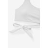 imageMOOSLOVER Women One Shoulder High Waisted Bikini Tie High Cut Two Piece SwimsuitsWhite