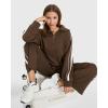 imageMOOSLOVER Women 2 Piece Lounge Matching Sets Modal Oversized Sweatshirt Wide leg Sweatpants Baggy TracksuitBrown