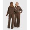 imageMOOSLOVER Women 2 Piece Lounge Matching Sets Modal Oversized Sweatshirt Wide leg Sweatpants Baggy TracksuitBrown