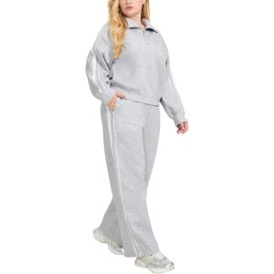 imageMOOSLOVER Women 2 Piece Lounge Matching Sets Modal Oversized Sweatshirt Wide leg Sweatpants Baggy TracksuitHeather Grey