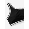 imageMOOSLOVER Women Bikini Sets One Shoulder High Waisted Swimsuit Whip Stitch 2 Piece Bathing SuitsBlack