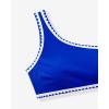 imageMOOSLOVER Women Bikini Sets One Shoulder High Waisted Swimsuit Whip Stitch 2 Piece Bathing SuitsBlue