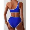 imageMOOSLOVER Women Bikini Sets One Shoulder High Waisted Swimsuit Whip Stitch 2 Piece Bathing SuitsBlue