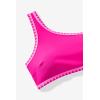 imageMOOSLOVER Women Bikini Sets One Shoulder High Waisted Swimsuit Whip Stitch 2 Piece Bathing SuitsRose Pink