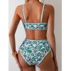 imageMOOSLOVER Women Bikini Sets Plunging High Waisted Swimsuit Whip Stitch 2 Piece Bathing SuitsGreen Floral
