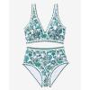 imageMOOSLOVER Women Bikini Sets Plunging High Waisted Swimsuit Whip Stitch 2 Piece Bathing SuitsGreen Floral