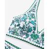 imageMOOSLOVER Women Bikini Sets Plunging High Waisted Swimsuit Whip Stitch 2 Piece Bathing SuitsGreen Floral