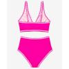 imageMOOSLOVER Women Bikini Sets Plunging High Waisted Swimsuit Whip Stitch 2 Piece Bathing SuitsPink